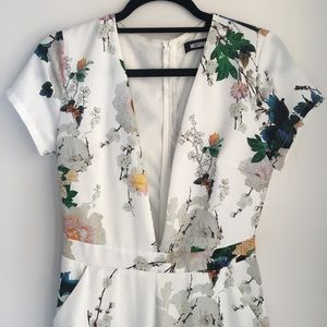 Missguided white floral jumpsuit